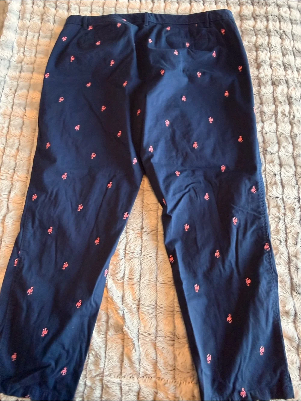Talbots Navy Relaxed Chino Pants with Pink Flamingo Embroidery SIZE 20W - Picture 6 of 12